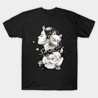 Kitsune Aesthetic Vintage Bushido Retro Geschenk T-Shirt